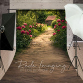 Aperturee - Aperturee Summer Greenery Rose Rustic Dirt Path Sweep Backdrop